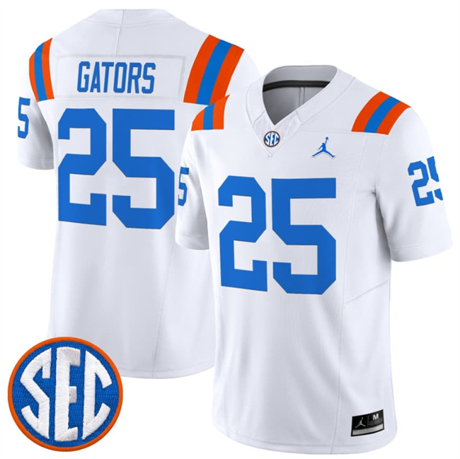 Men's Florida Gators #25 Gators White '1960s Throwback' F.U.S.E. Vapor Limited Stitched Football Jersey